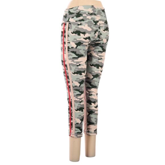 L'URV Pants - L'URV Leggings Camo Crop Side Stripe Pull On Active Pants Womens M Green Cream